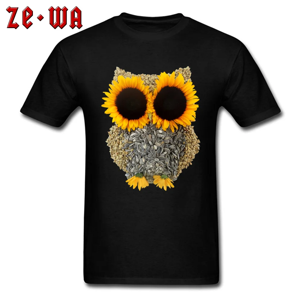 Funny Men Tops & Tees Hoot Day Owl Geek T Shirt All Cotton Short Sleeve Normal Sweatshirts Round Collar Wholesale Hoot Day Owl black