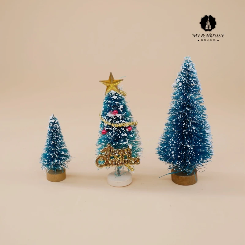 

1:12 Doll house Mini Dollhouse Christmas Tree Wooden Stand Handmade X'mas Decoration
