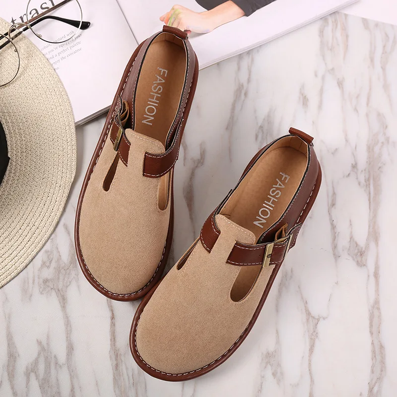 

2018 autumn new British style casual shoes fashion color matching flat shoes retro matte surface women's shoes.