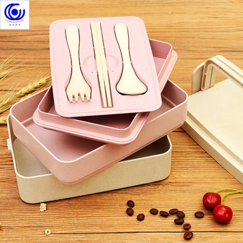 

2 or 3 layers wheat straw lunch box tableware portable High temperature120C no odor safe and healthy Multi color Mashup