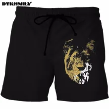 Dykhmily черный Для мужчин пляжные короткие штаны животного 3d принтом Лев и тигр Для Мужчин's Пляжные шорты быстросохнущая Открытая Летняя обувь Купальники для малышек Повседневное