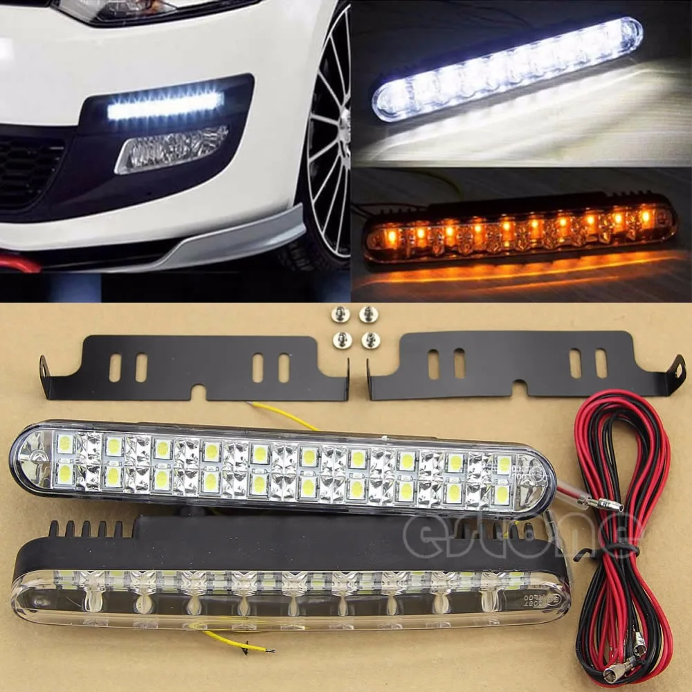 HNGCHOIGE 2pcs Car Daytime Running Turn Signal Light DRL 12V 12W 30 LED Daylight Lamp with Lights | Автомобили и мотоциклы