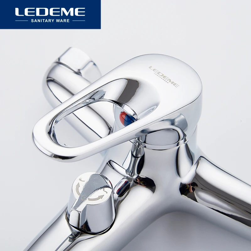 LEDEME Bathtub Faucet Shower 1 set Bathroom Fixture Chrome Plated Shower Faucet Bathtub Faucets Brass Head Outlet Pipe L3013