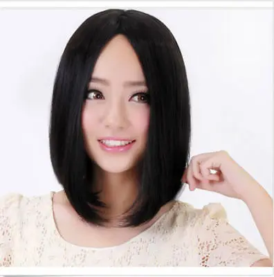 Venta Caliente Del Envio Libre Negro Gratuito Parted Lace Closure Pelo Lacio Corto Partido Del Traje De Cosplay Del Vestido De Lujo Del Partido De La Peluca Wig Japan Dress Lipstickdress Black