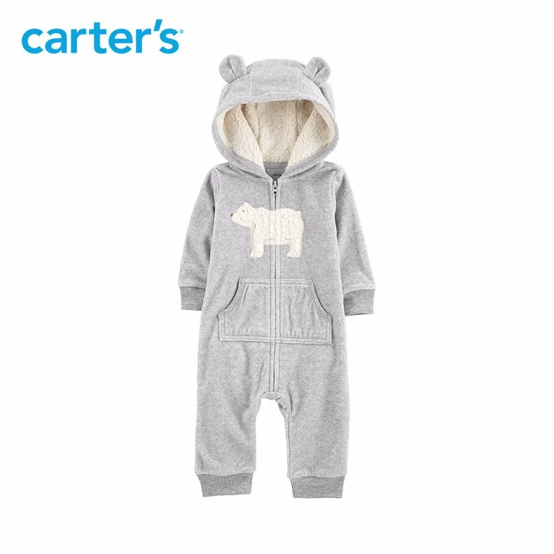 Carters/Детский комбинезон с капюшоном, флисовые комбинезоны, цельнокроеные комбинезоны, одежда для маленьких девочек, одежда для