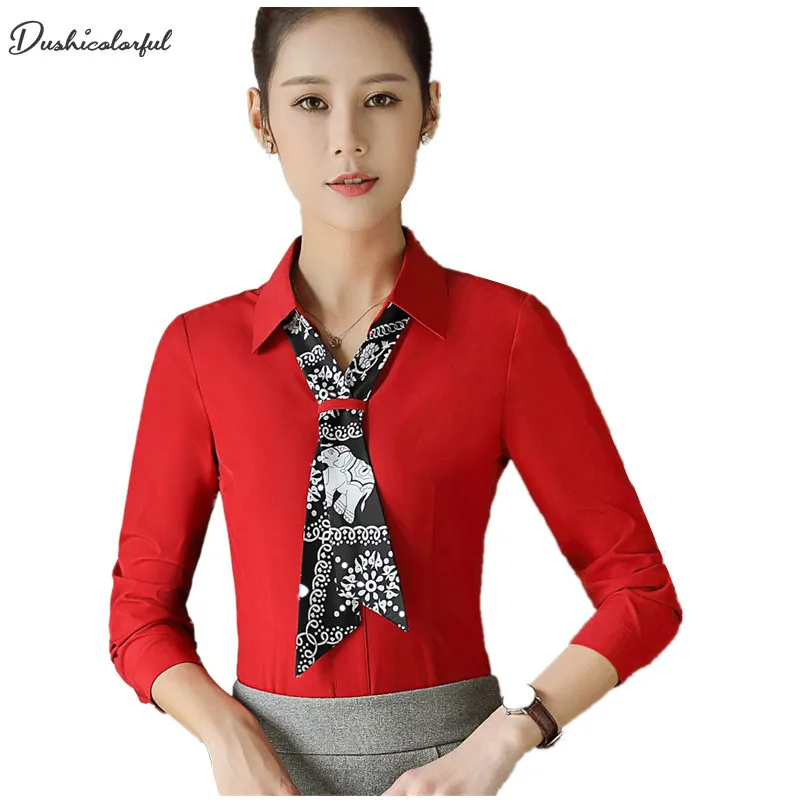 lace shirt women blouses Slim white long sleeved career