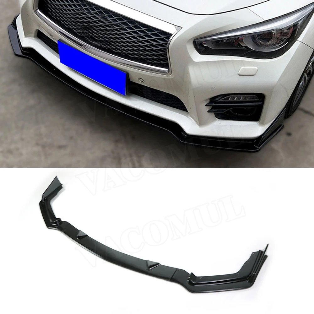 Para Q50 2018 3 piezas ABS coche parachoques delantero labio Spoiler Splitters para Infiniti Q50S 2014-2019 Auto Exterior piezas cabeza barbilla pala