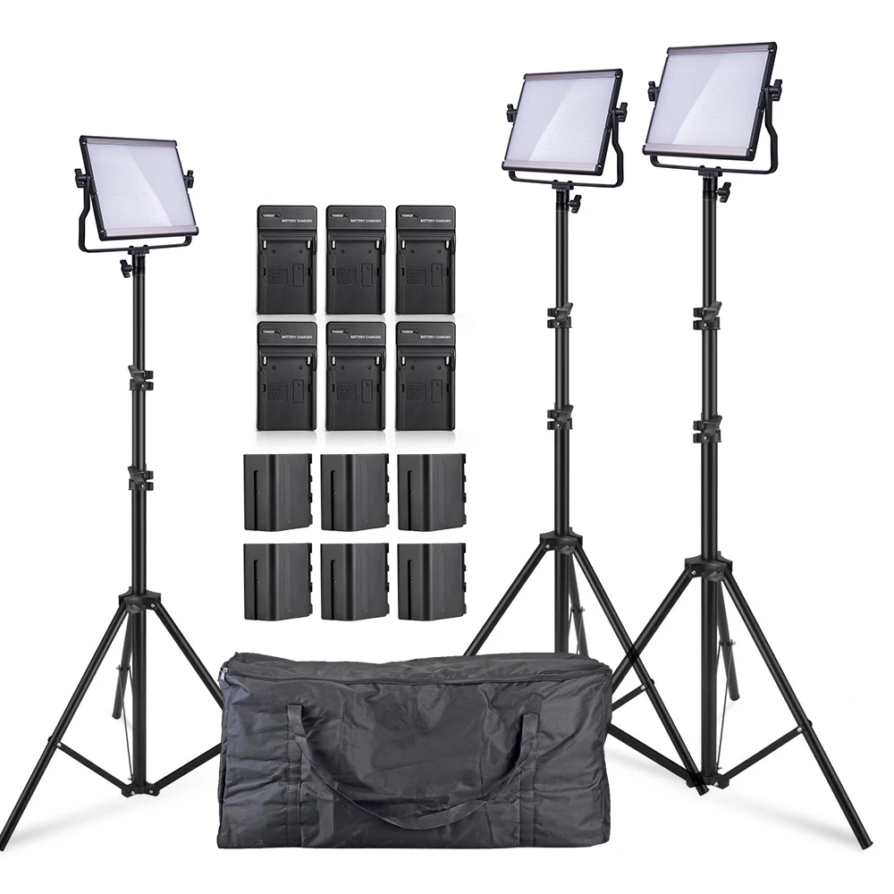 

3 Units 480 Led Video Light Panel 5500K Ultra-thin CRI 96+ Dimmeable LED Flat Panel Studio Video Light P0026017