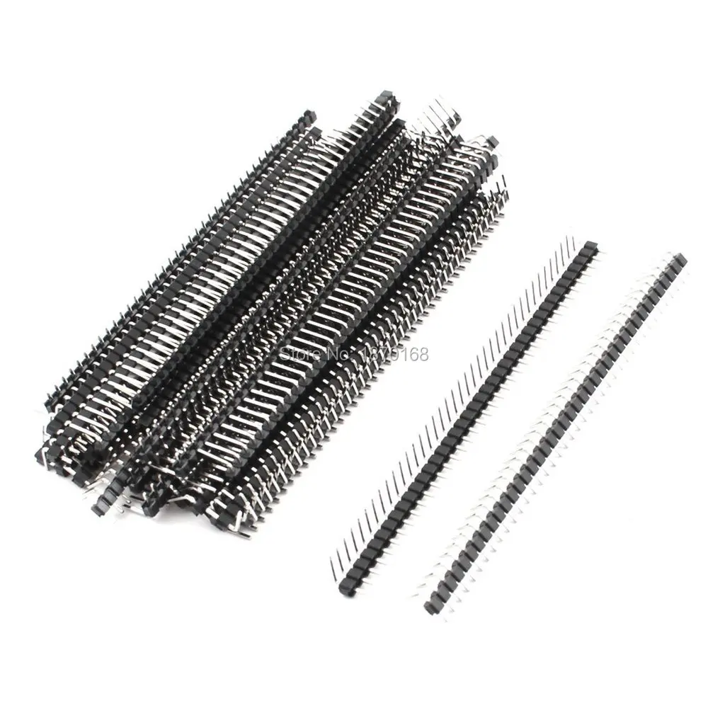 

30 Pcs 2.54 mm lapangan 40-Pin laki-laki satu baris 90 Degree Pin Header Strip