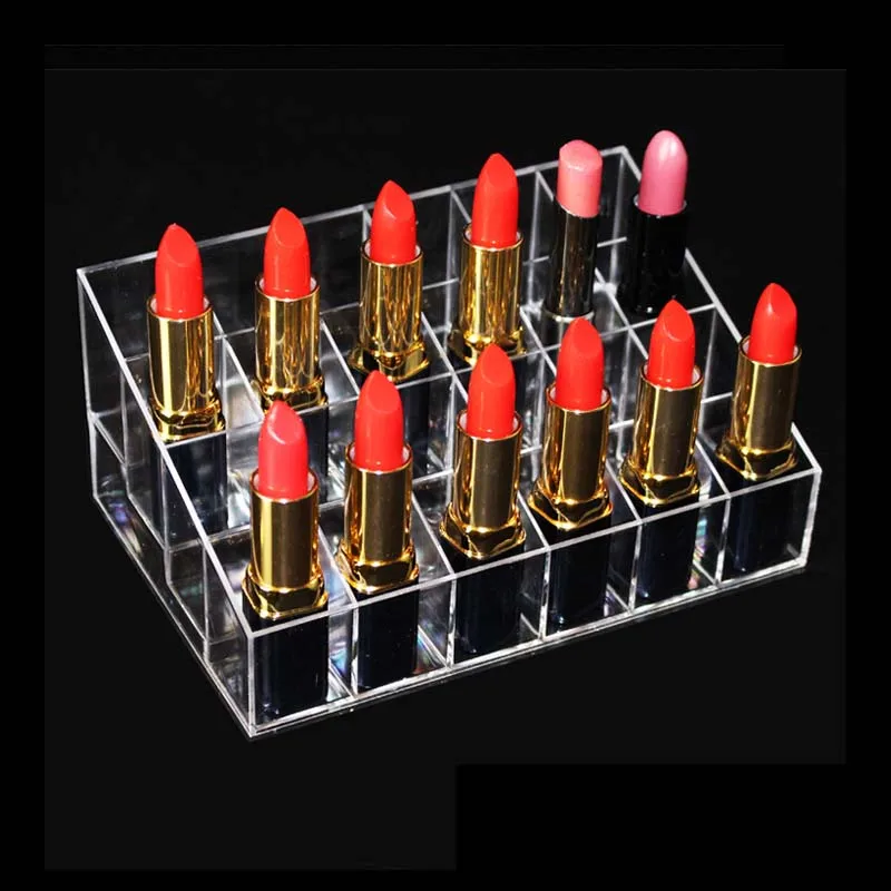 

New 24 Lipstick Holder Display Stand Clear Acrylic Cosmetic Organizer Makeup Case Sundry Storage Makeup Organizer Organizador