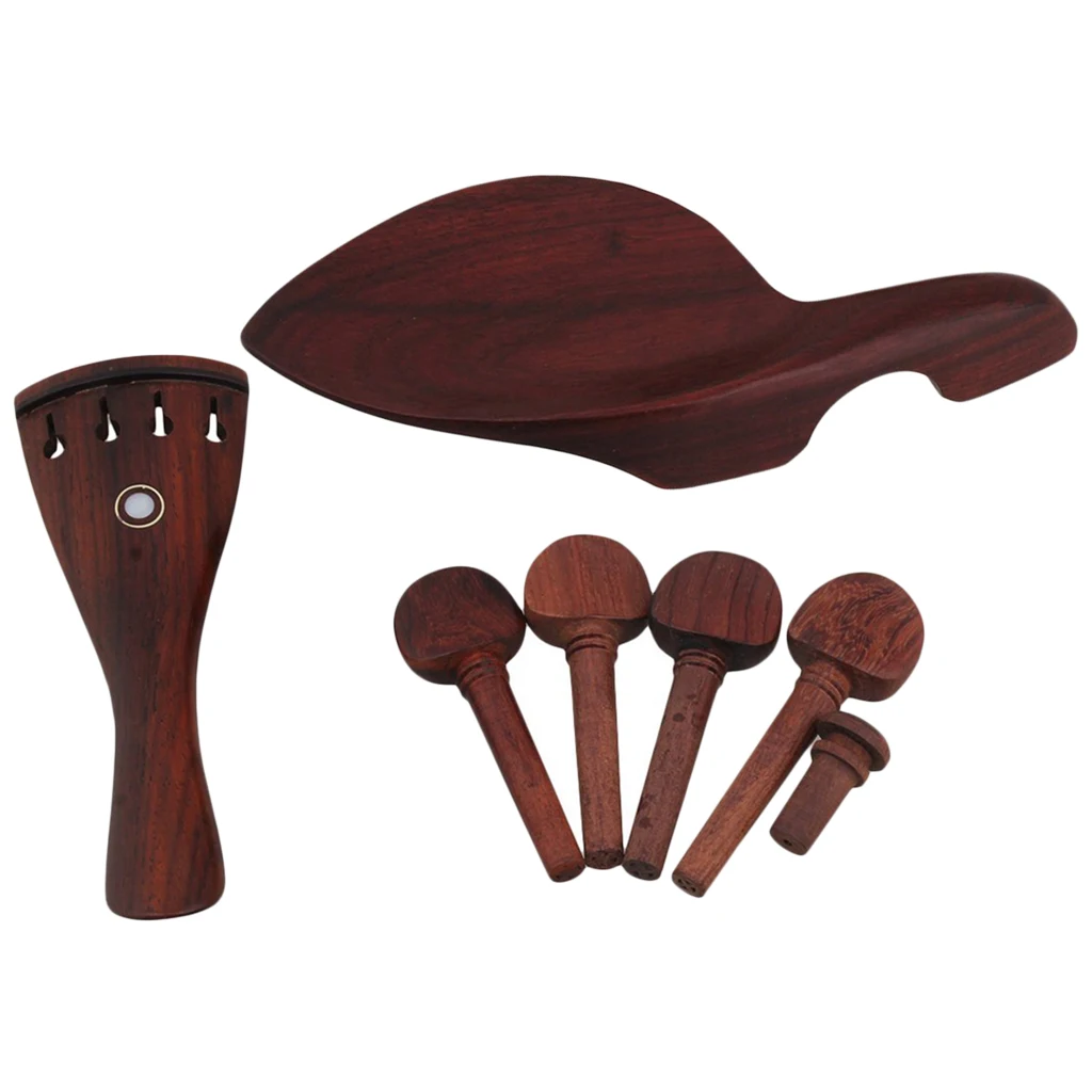 4/4 Violin Replacement Rose Wood Chinrest & Tailpiece & Endpins &Tuning Peg