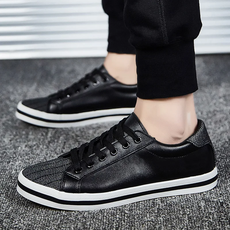 Thestron أحذية رجالي جلد عارضة أحذية رياضية أبيض أسود 2018 الخريف جديد الدانتيل متابعة الذكور أحذية تزلج الأحذية المألوف غير زلة