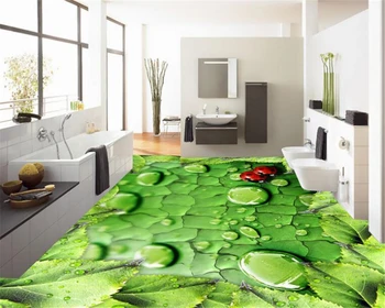 

beibehang tapety Original fashion senior big wallpaper fresh leaf water drops stereo floor painting 3d flooring papel de parede