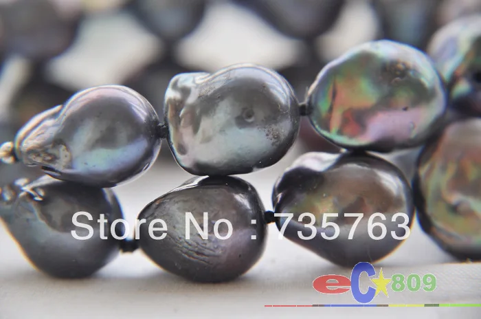 

xiuli 0034 2row BLACK BAROQUE KESHI REBORN PEARL BRACELET 925SILVER