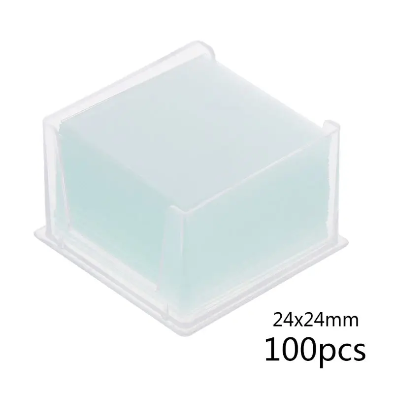 100 шт прозрачные квадратные стеклянные слайды Coverslips Coverslides для микроскопа оптический инструмент 831F