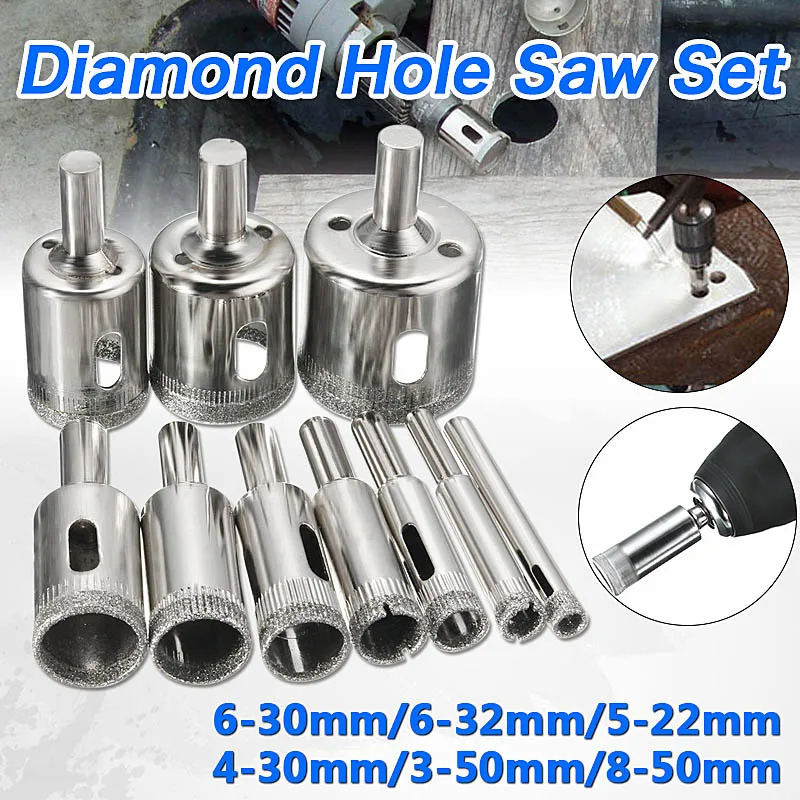 10pcs/Set Diamond Holesaw 3 50mm Drill Bit Set Tile Ceramic Porcelain