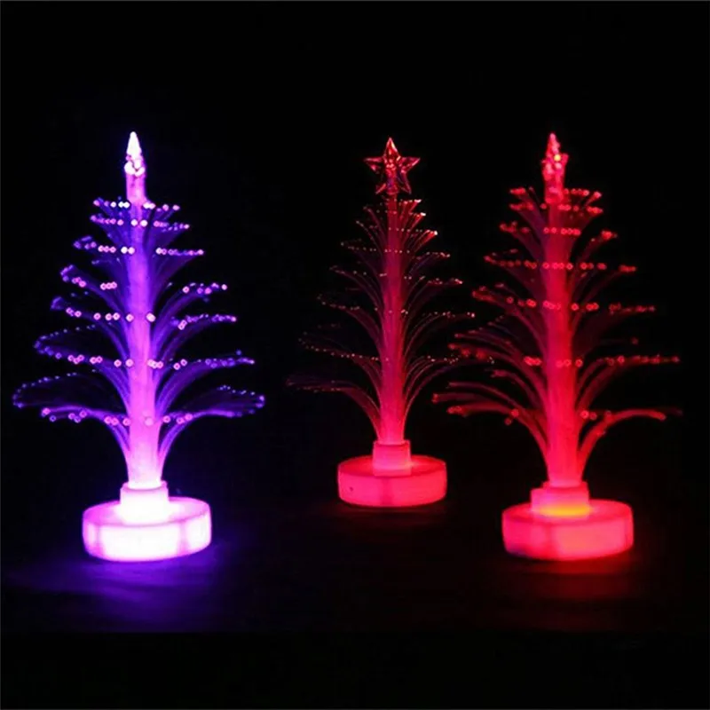 14*3.5cm Mini Fiber Optic Christmas Tree Night Light For Christmas Holiday Festival Party Lighting And Decoration Dropshipping
