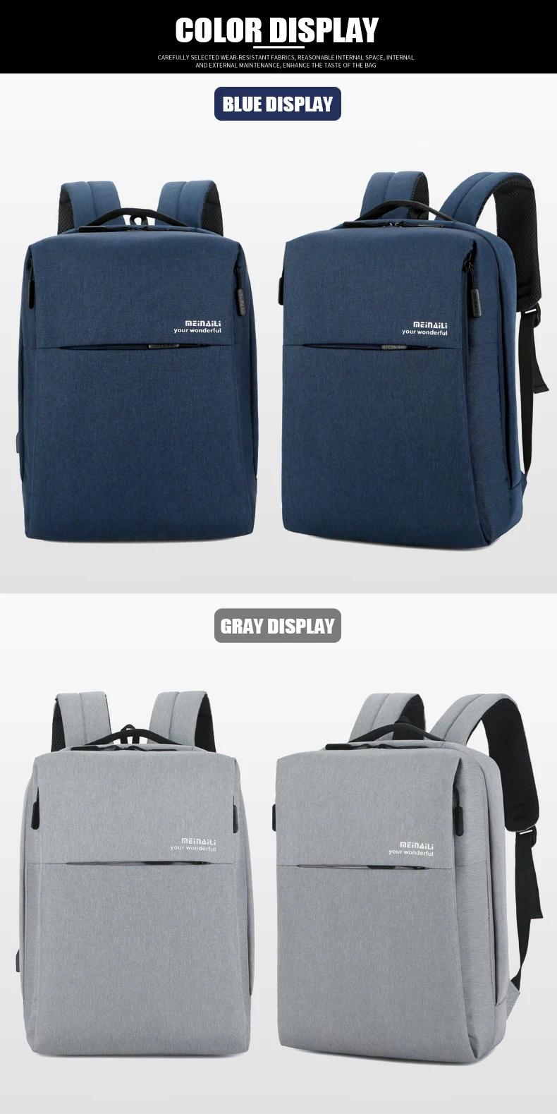 New Business Backpack USB charging 15inch Men's Women's Laptop Backpacks  For Teenager Fashion School Bag Male Travel bagpack (24)