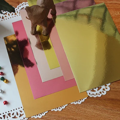 A4 золото и розовый высокое качество зеркальный блеск крафт-бумаги карты вечерние подарочные карты декор DIY Скрапбукинг бумажный пакет