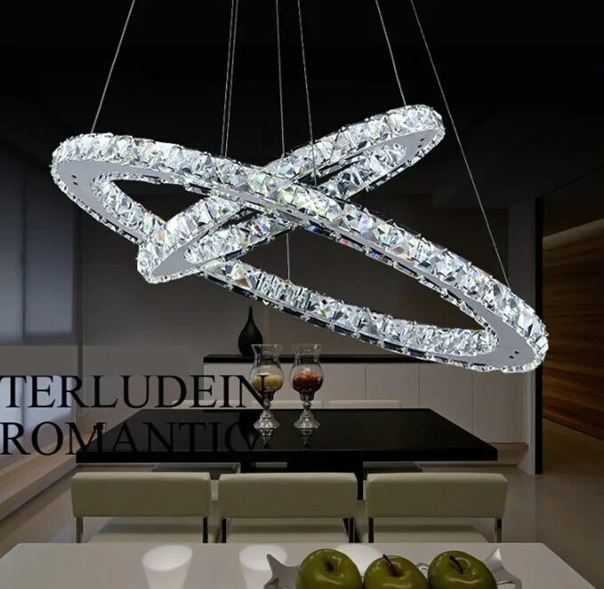 Современная горячая Распродажа Diamond 2 кольца светодиодный K9 с украшением в виде кристаллов светодиодный Люстра светильник Современный Crtstal лампы круги высокого качества светильник