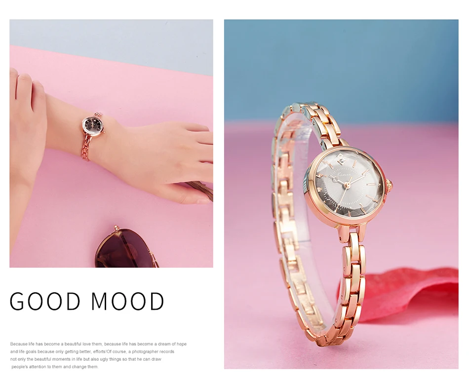 Бренд Kimio, женские часы-браслет, новинка, женские часы с кристаллами, многогранный циферблат, роскошное платье, наручные часы, часы из розового золота, Relogio