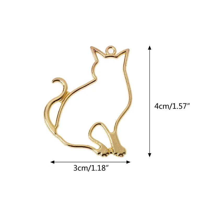 

5Pc Cute Sitting Cat Blank Resin Frame Pendant Open Bezel Setting Jewelry Making