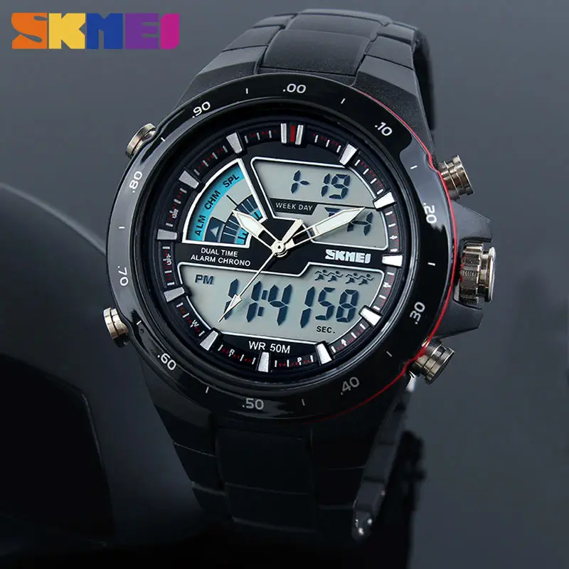

Men Sports Watches Fashion Casual Men's Watch Digital Analog Alarm 30M Waterproof Military Multifunctional Wristwatches SKMEI