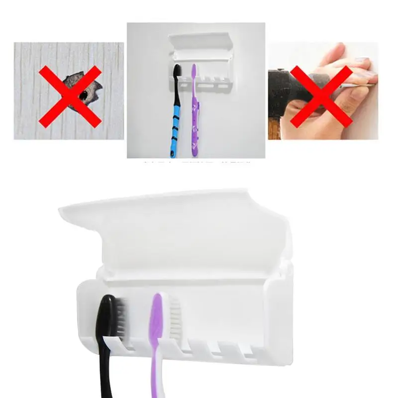 Пластиковый держатель для зубных щеток с 6 крючками, стойка для хранения зубной пасты, диспенсер для зубной щетки, органайзер для ванной комнаты, аксессуары, инструмент