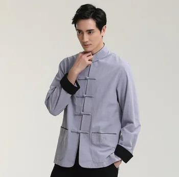 

Autumn New Chinese Kung Fu Solid Red Man Long Sleeve Casual Shirt Cotton Linen Tai Chi Clothing M L XL XXL XXXL 2707