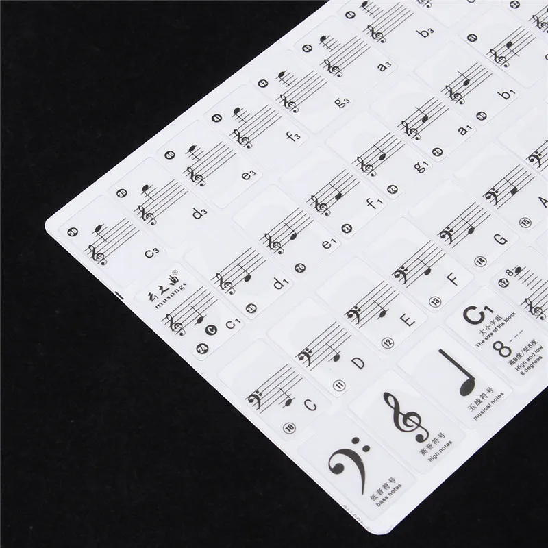 Белая прозрачная наклейка на клавиатуру для фортепиано|piano keyboard stickers|stickers pianokeyboard