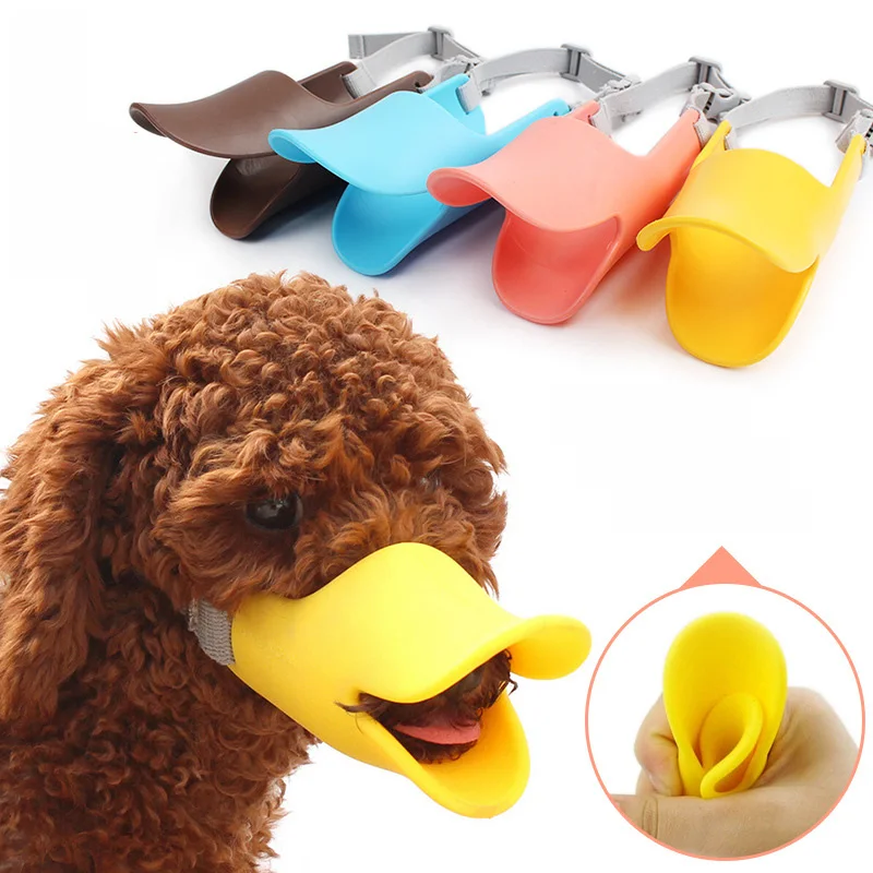 Dog Muzzle Silicone Cute Duck Mouth Mask Muzzle Bark Bite Stop Small