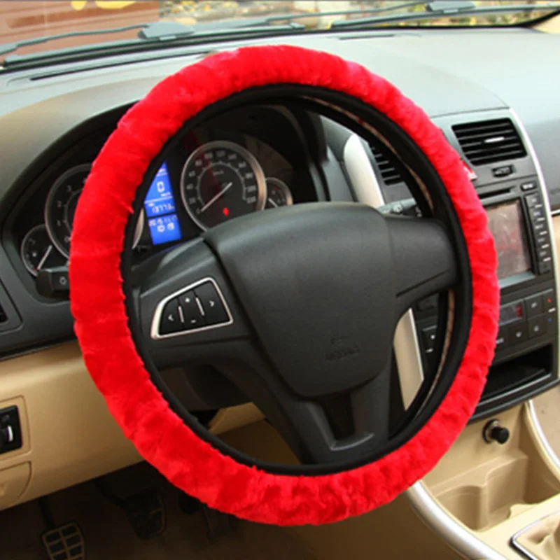 

Soft Plush Car DIY Steering Wheel Cover Braid On The Steering-wheel Winter Warm Covers Car Styling Interior Accessories
