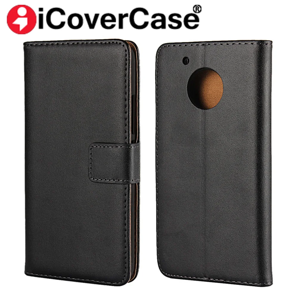 

Luxury Genuine Leather Wallet Case For Motorola Moto G5 Cover with Card Slost and Stand