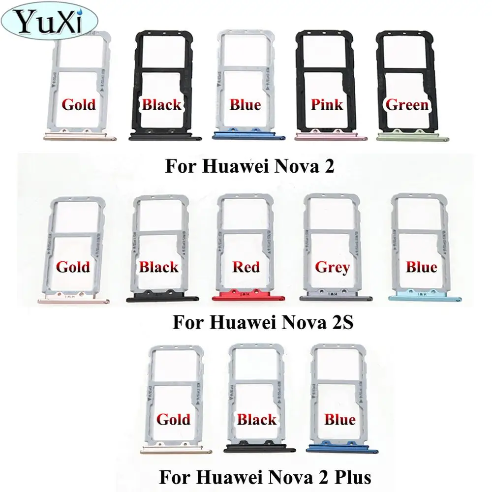 

YuXi SIM Card Tray Nova2 Socket Slot Holder Adapters For Huawei Nova 2 Plus / 2S Sim Cards Adapters Phone Replacement+Tool