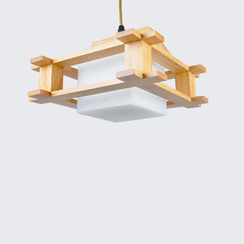 Modern Nordic Log Light Korean Style Japanese Glass Solid Wood Furniture Lighting LED Pendant E27 AC90-260V | Освещение