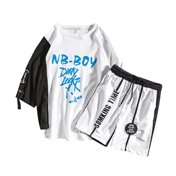 

M-XXXL 2019 two piece set top and pants casual mens short sets summer clothes for men tracksuit 2 piece set men outfit