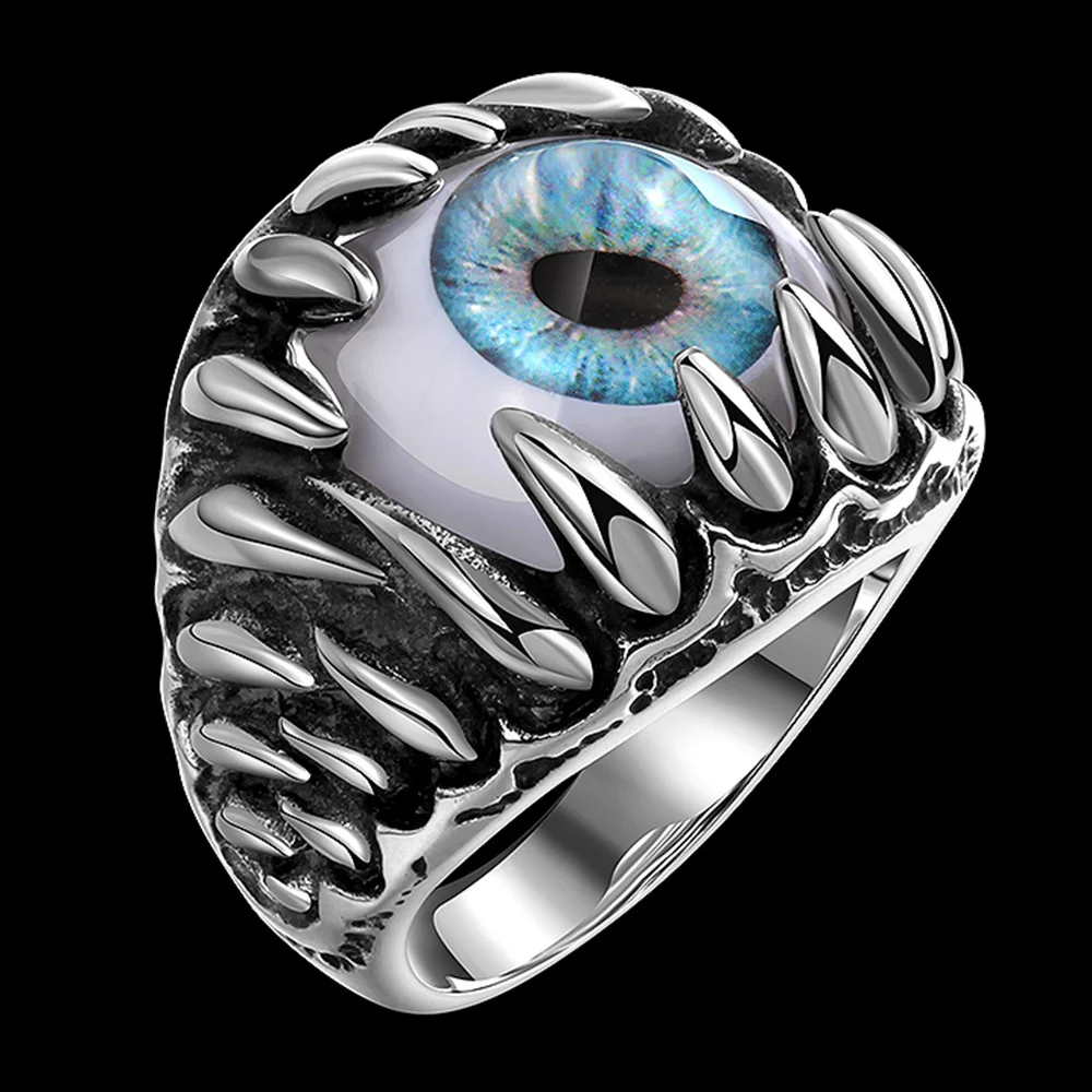 Resident Evil Eye Ring Stainless Steel Fashion Jewelry Party Item Resident Evil Eye Ring Stainless Steel Fashion Jewelry Party Item Whole Trendy Blue Punk Men Bands