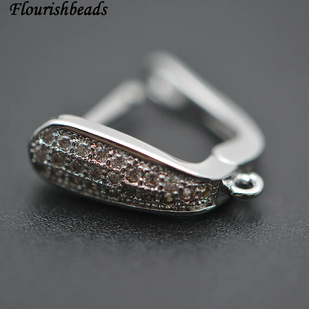 

Rhodium Color Paved CZ Beads 13x14mm Metal Copper Melon Seeds Shape Earring Hooks Jewelry Clasps Findings 30pc Per Lot