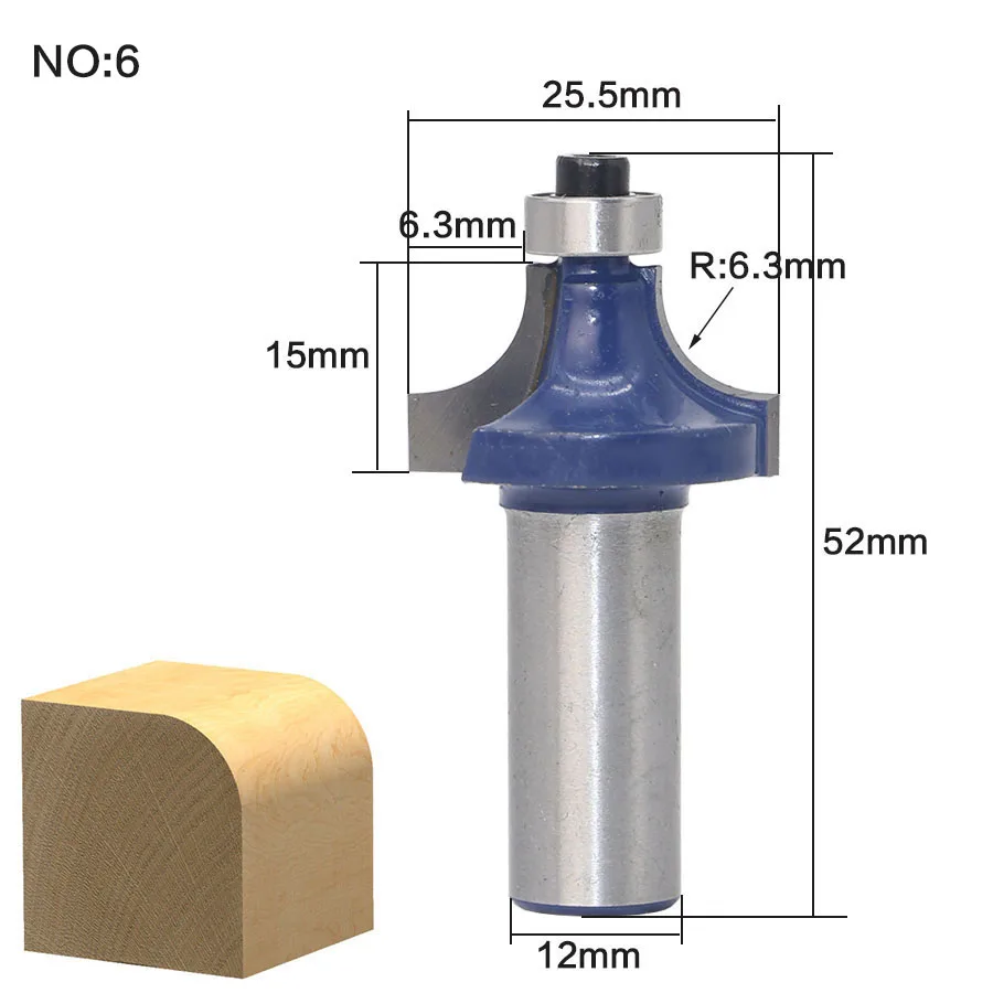 1/" Радиус Круглый над бусинкой край формирования маршрутизатор бит-12" хвостовик - Длина режущей кромки: NO6