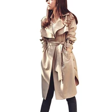 OHRYIYIE размера плюс Осень Зима Женское пальто Тренч модная Длинная Верхняя одежда тонкое пальто для женщин с поясом Женское пальто