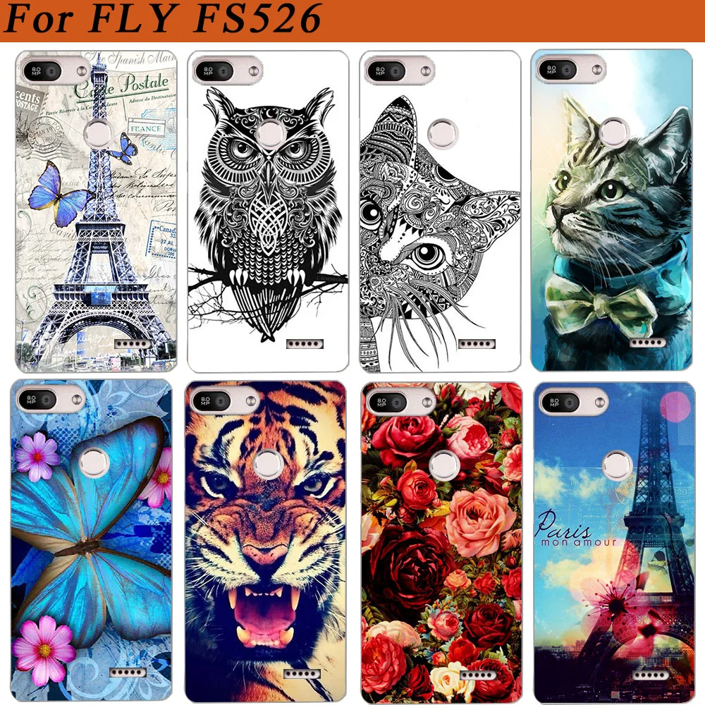 

For Fly FS526 Power Plus 2 Case Cover Pattern Painted Colored Tiger Owl Soft Tpu Case For Fly Power Plus 2 FS526 Fundas Sheer