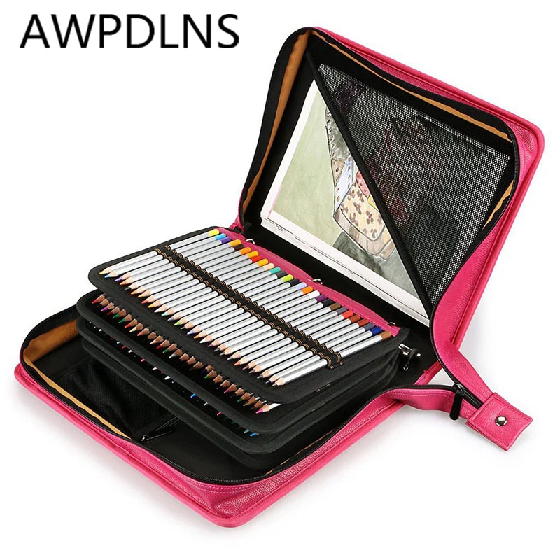 

PU Large Capacity 216 Holes Pencil Bags Women Men Art Drawing Multifunction Storage Box Student Stationery Pencilcase Gift