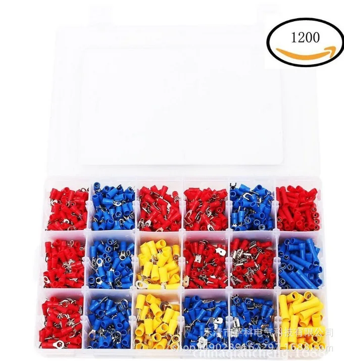 

1200Pcs Assorted Insulated Spade Cable Connector Crimp Electrical Wire Terminal Set Red Blue Yellow