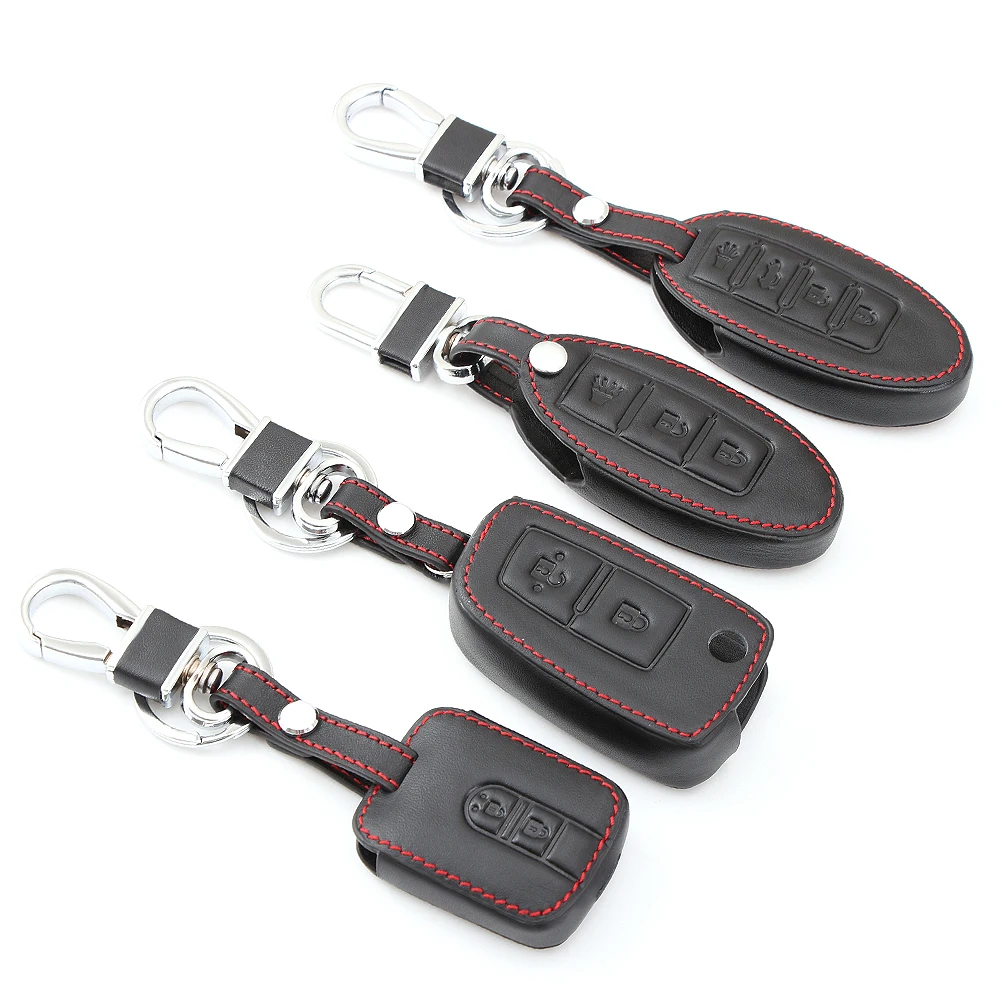 

Men Leather Car Key Cover Case For Nissan Qashqai X-Trail Sentra Versa Altima Teana Micra Navara Almera Juke Tidda Livida Note