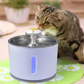 

Cat Water Fountains Pet Smart Water Dispenser Stainless Steel Automatic Circulation Oxygen Drinking Fountain With LED Tips 20E
