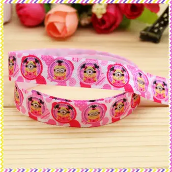 

5/8 inch Free shipping Elastic FOE minions girl printed headband headwear diy hair band wholesale OEM H4534