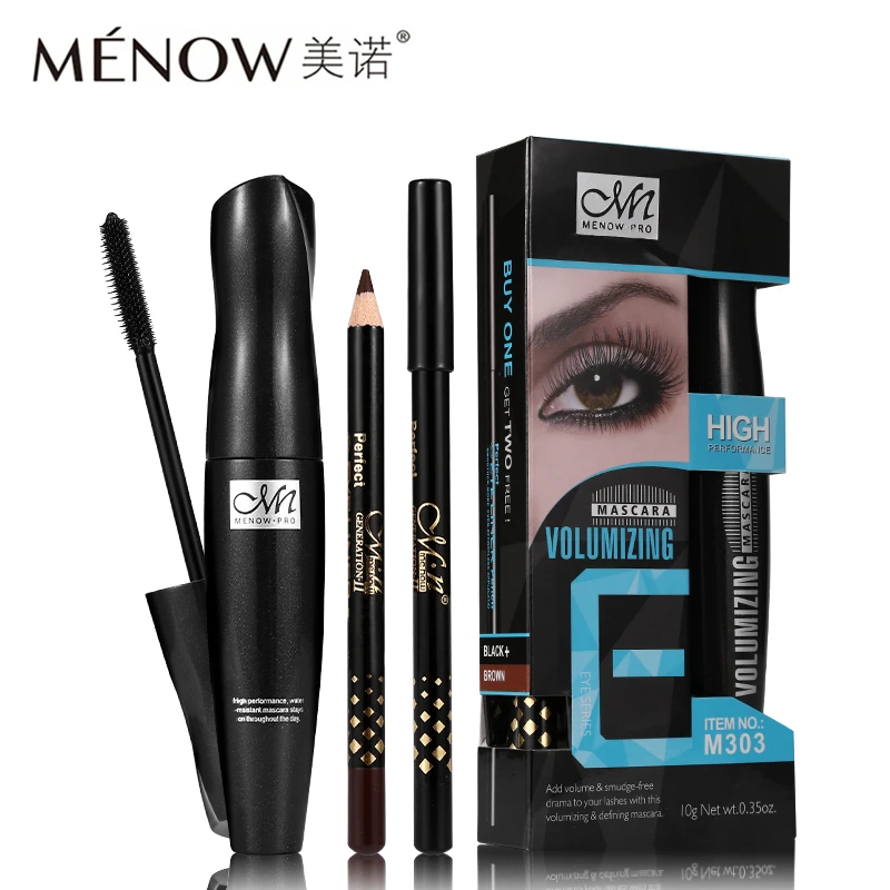 Menow 3 IN 1 Makeup Black Mascara + Eye Liner Pencils Waterproof Thick