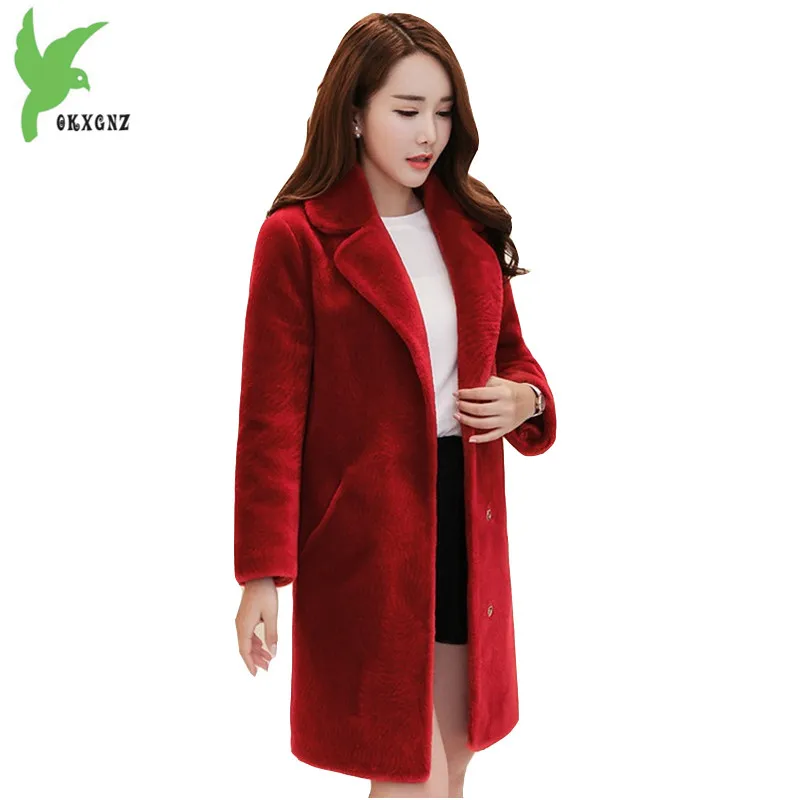 Куртка женская теплая из искусственного меха большого размера OKXGNZ660|fur coat|women fauxfaux