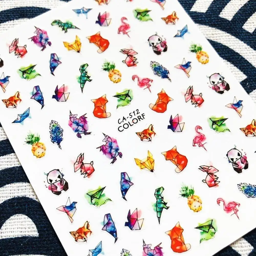 

CA-512 series Watercolor origamiDESIGNS COOL 3d nail art stickers decal template diy nail tool decorations