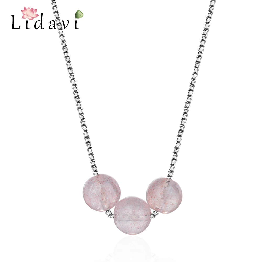 LIDAVI Simple Natural Strawberry Crystal Necklace Exquisite Choker Clavicle Chain Wedding Statement Jewelry For Women Gifts New | Украшения